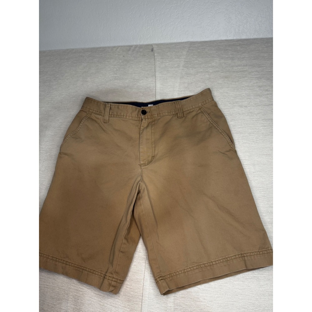 IZOD Saltwater Mens Khaki Chino Shorts Size 34 Tan Cotton Flat Front Casual